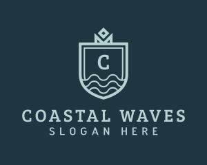 Shield Waves Crown logo design