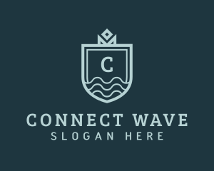 Shield Waves Crown logo design