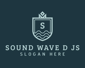 Shield Waves Crown logo design