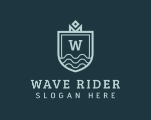 Shield Waves Crown logo design