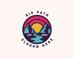 Mountain Path Sunset Travel logo design