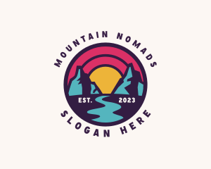 Mountain Path Sunset Travel logo design