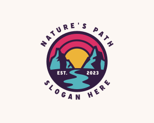 Mountain Path Sunset Travel logo design