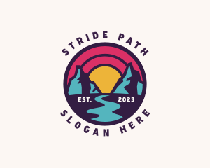 Mountain Path Sunset Travel logo design