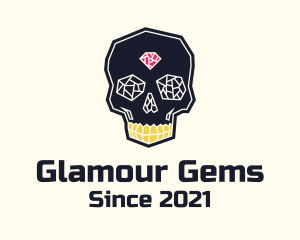 Crystal Gemstone Skull Skeleton logo design