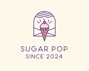 Ice Cream Sugar Badge logo design