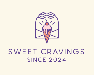 Ice Cream Sugar Badge logo design