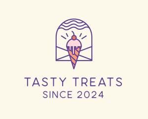 Ice Cream Sugar Badge logo design