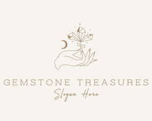 Precious Stone Plant Hand logo design