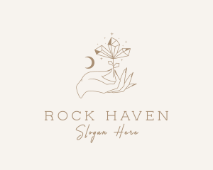 Precious Stone Plant Hand logo design