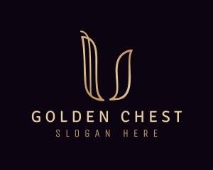 Gold Calligraphy Letter U logo design