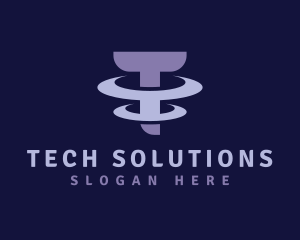 Modern Tech Letter T logo design