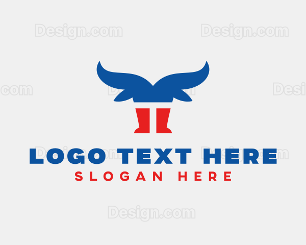 Patriotic Bull Letter T Logo