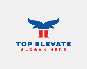 Patriotic Bull Letter T logo design