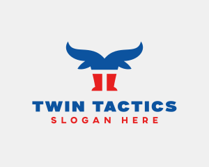 Patriotic Bull Letter T logo design