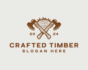 Axe Logging Carpentry logo design