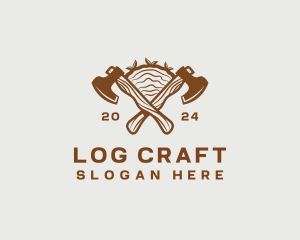 Axe Logging Carpentry logo design