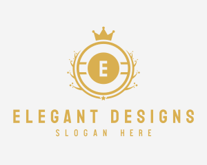 Round Shield Crown logo design