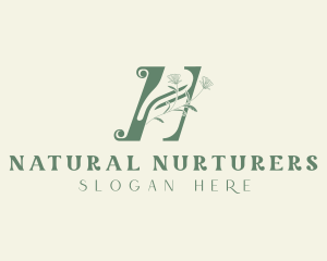 Floral Spa Nature Letter H logo design