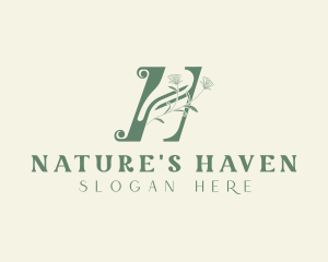 Floral Spa Nature Letter H logo design