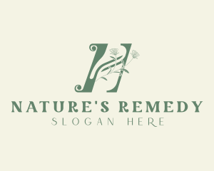 Floral Spa Nature Letter H logo design