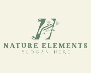 Floral Spa Nature Letter H logo design