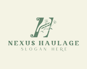 Floral Spa Nature Letter H logo design