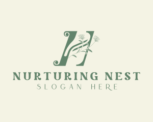 Floral Spa Nature Letter H logo design