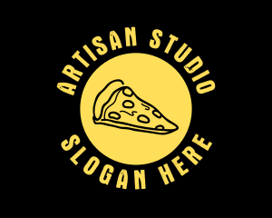 Yellow Cheese Pizza Slice logo design