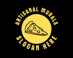 Yellow Cheese Pizza Slice logo design