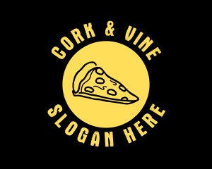 Yellow Cheese Pizza Slice logo design