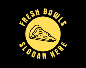 Yellow Cheese Pizza Slice logo design