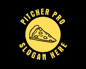 Yellow Cheese Pizza Slice logo design