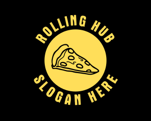 Yellow Cheese Pizza Slice logo design