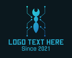 Blue Cyber Termite Insect logo