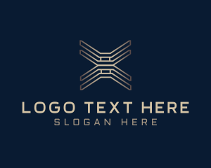 Gold Tech Letter X logo design