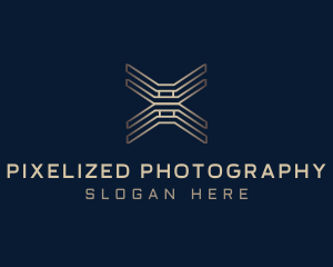 Gold Tech Letter X logo design