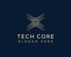 Gold Tech Letter X logo design