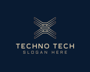 Gold Tech Letter X logo