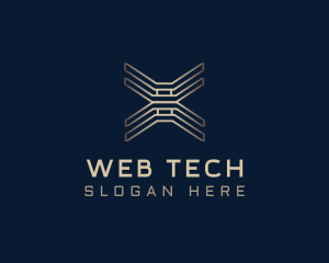 Gold Tech Letter X logo design