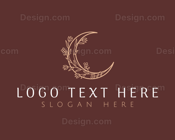 Floral Moon Leaves Logo