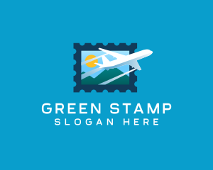 Airplane Travel Stamp logo design