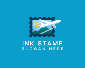 Airplane Travel Stamp logo