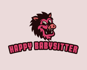 Happy Pig Boar logo design