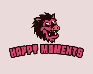 Happy Pig Boar logo design