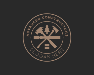 Wood Carpentry Tools logo design