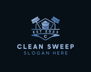 Sanitation Broom Cleaning logo design