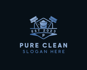 Sanitation Broom Cleaning logo design