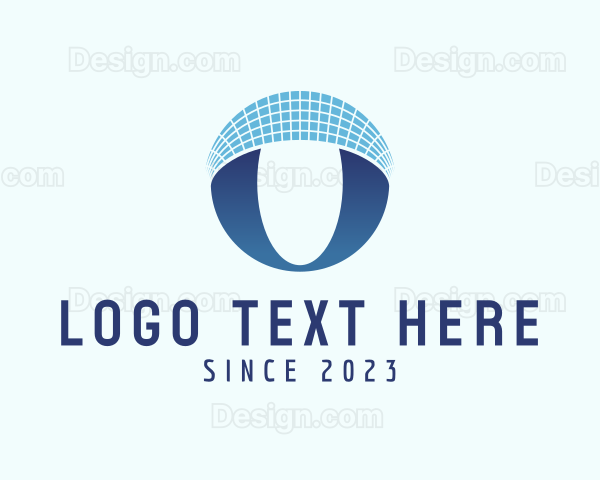 Digital Grid Letter O Logo