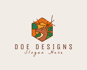 Deer Nature Hexagon logo design